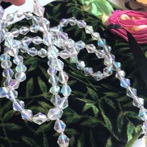 Czechoslovakian faceted crystal necklace 48”